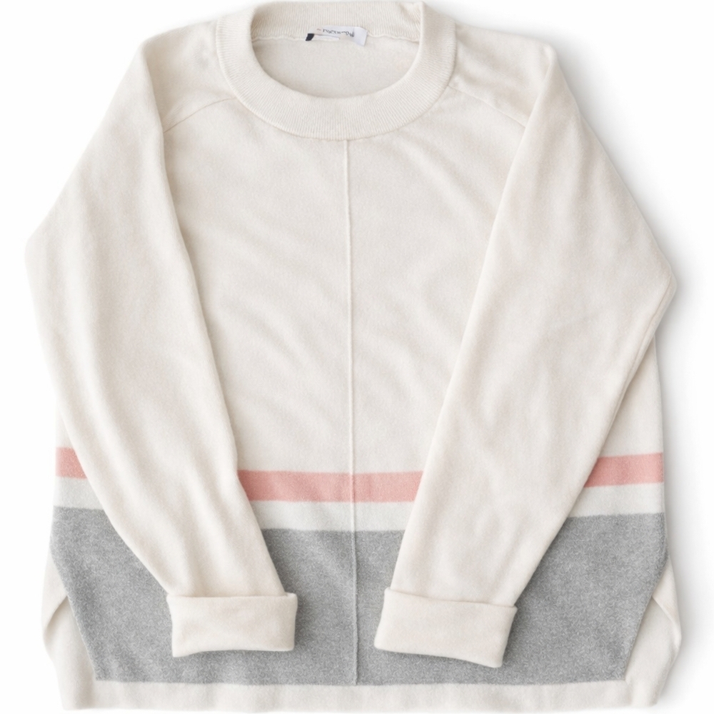 Liz Claiborne XL Women's Colorblock Sweater Cream Gray Blush